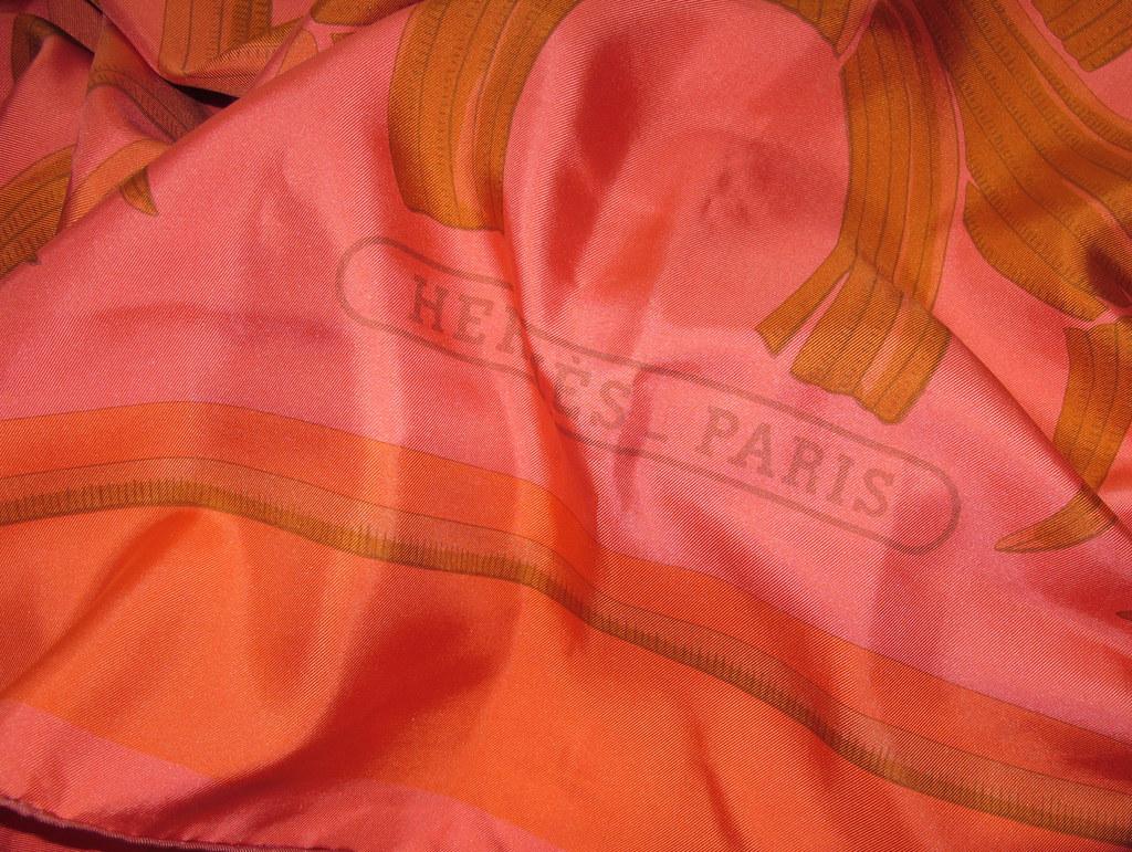 Hermes 2010s Rose/Orange Tigre Royal Dip Dye Surteint Silk 140, Box! - poupishop