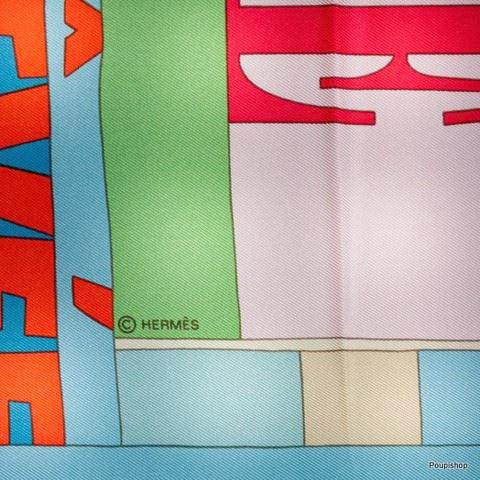 Hermes 2011 Aqua Mots de Soie Twill 90, New! - poupishop