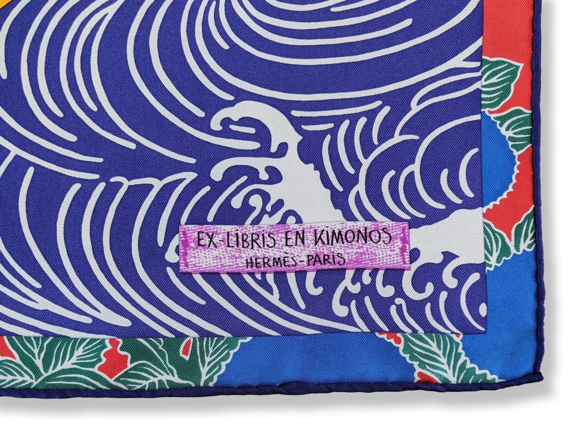 Hermes 2011 Bleu/Fuschia/Jaune EX-LIBRIS EN KIMONOS by Anamorphee Twill 90