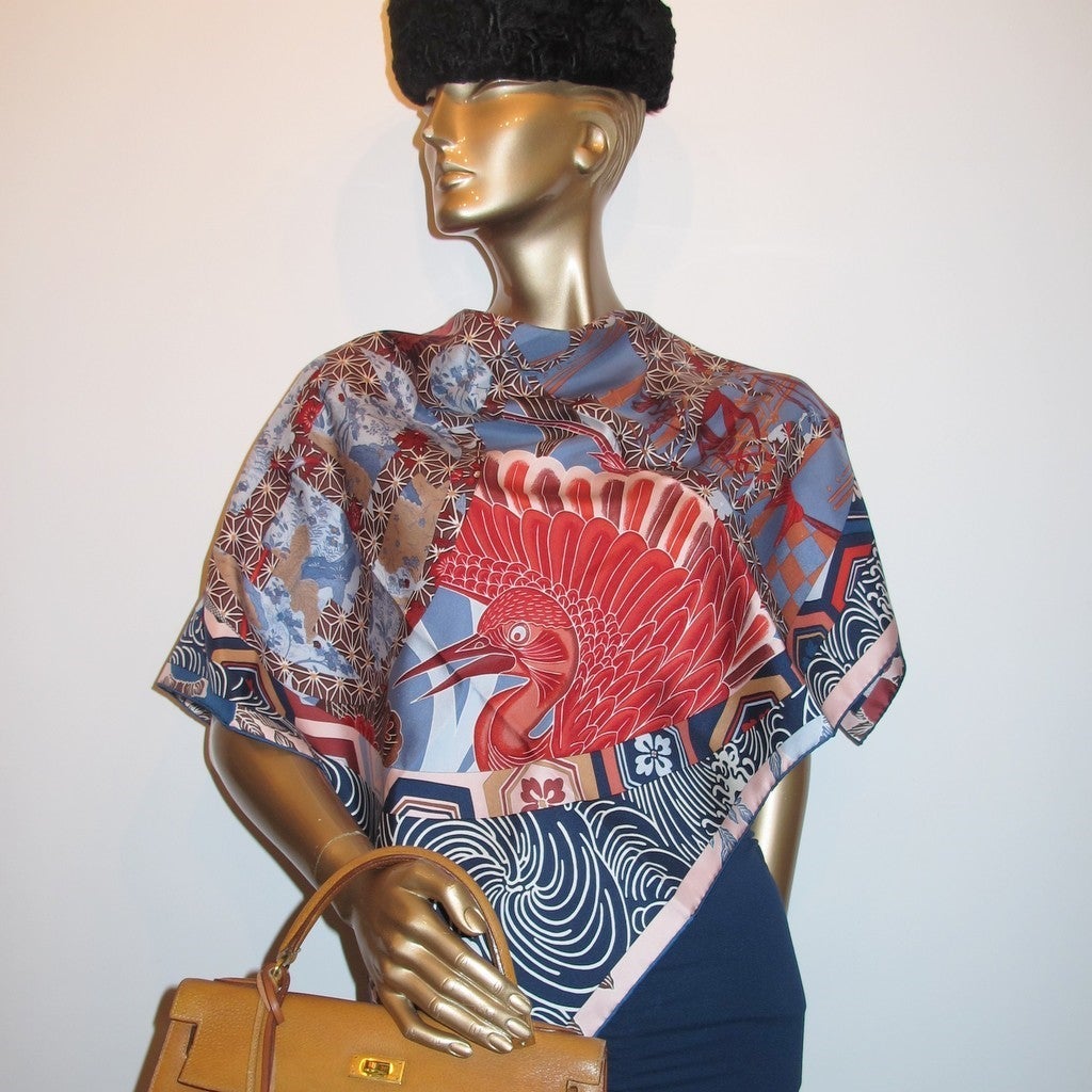Hermes 2011 cw06 Marine, Gris Bleute, Briquee Ex-Libris en Kimonos, New! - poupishop
