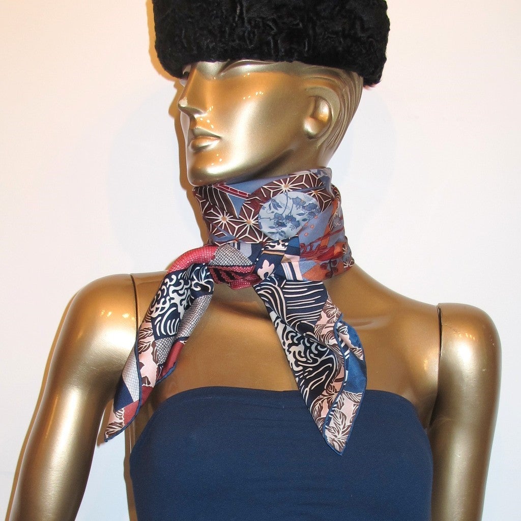 Hermes 2011 cw06 Marine, Gris Bleute, Briquee Ex-Libris en Kimonos, New! - poupishop