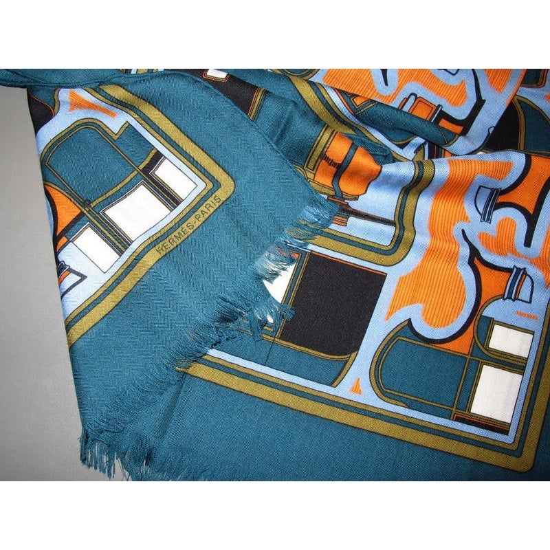 Hermes 2011 Duck/Orange Les Coupes Cashmere Stole - poupishop