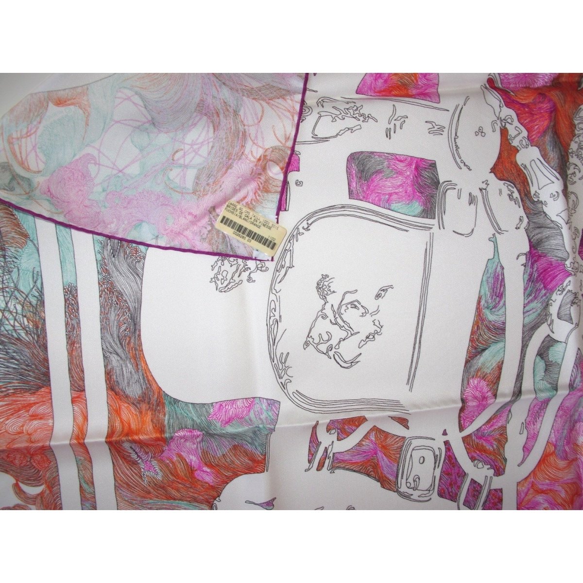 Hermes 2011 Fuchsia White Orange Brides de Gala en Finesse by Florence Manlik after Hugo Grygkar Twill 90, New! - poupishop