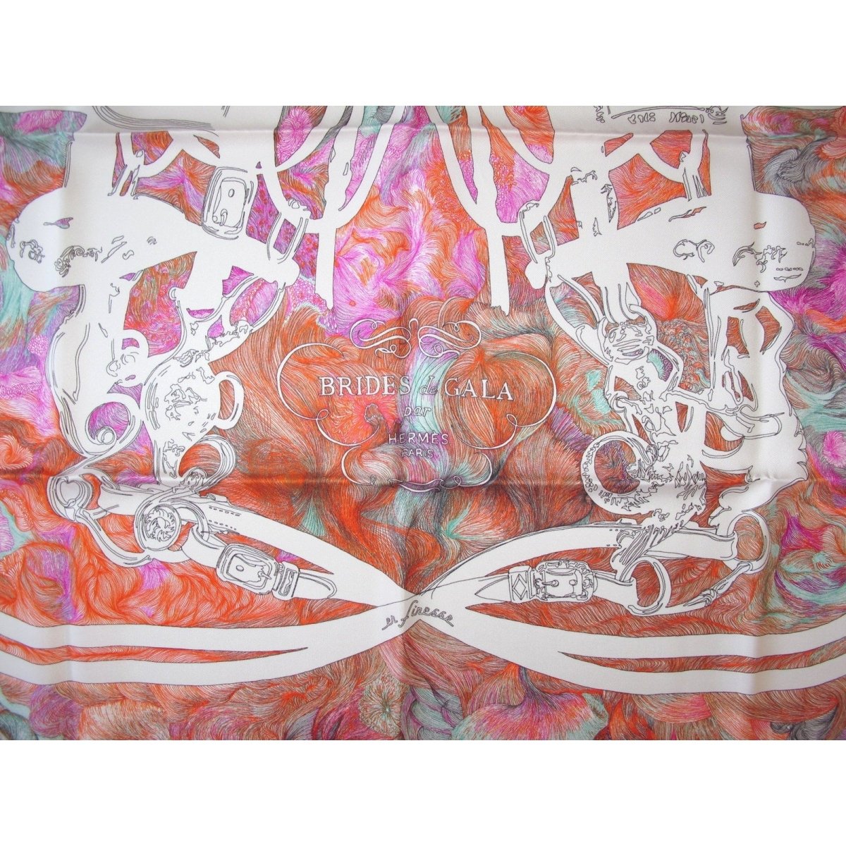 Hermes 2011 Fuchsia White Orange Brides de Gala en Finesse by Florence Manlik after Hugo Grygkar Twill 90, New! - poupishop
