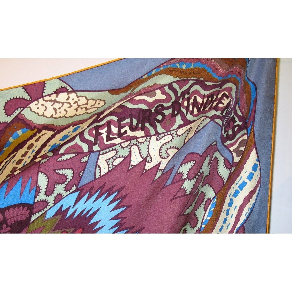 Hermes 2011 Jeans Blue Fleurs d'Indiennes Twill Silk 140 - poupishop