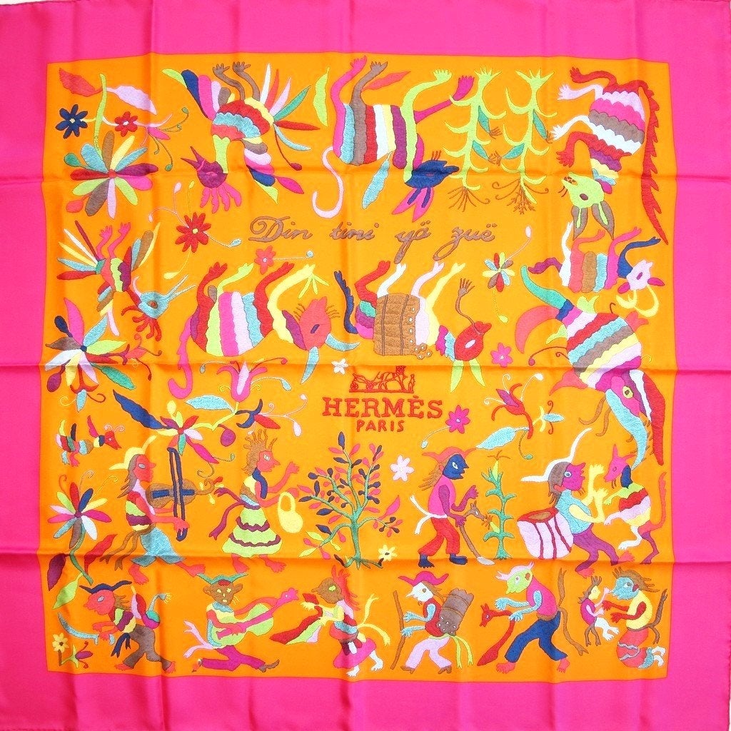 Hermes 2011 Rose Vif Orange Din Tini Ya Zue twill 90 New!
