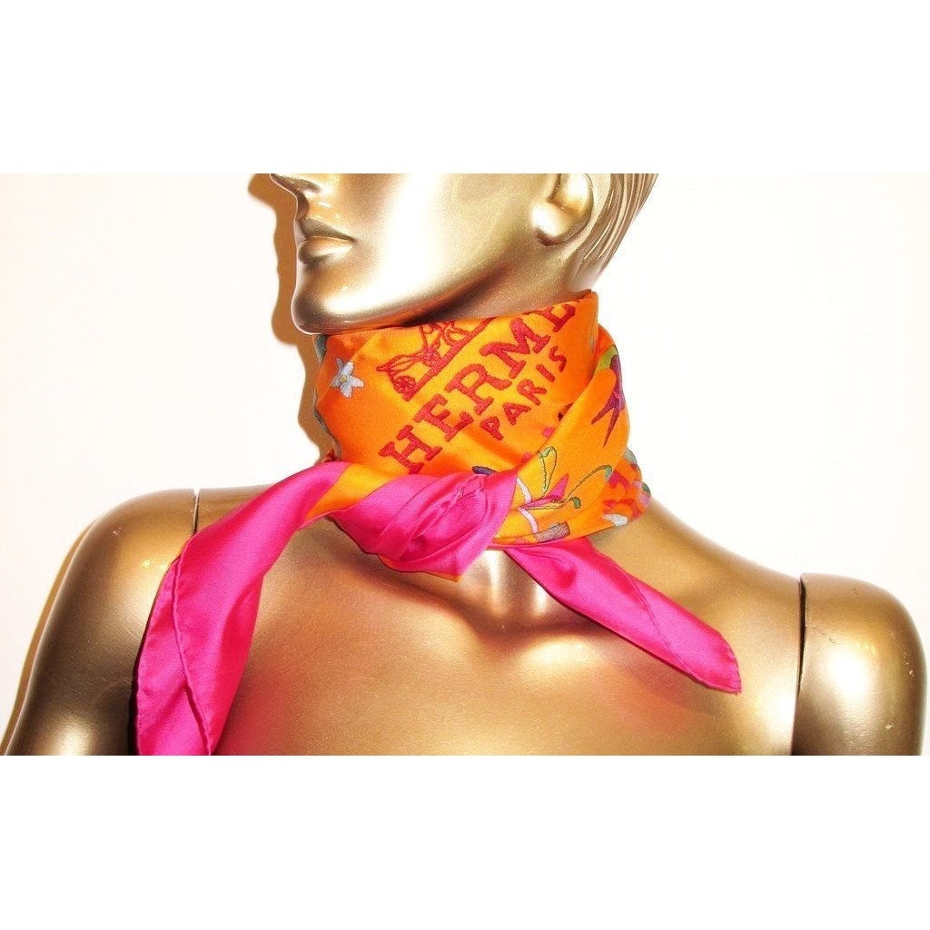 Hermes 2011 Rose Vif Orange Din Tini Ya Zue twill 90 New!