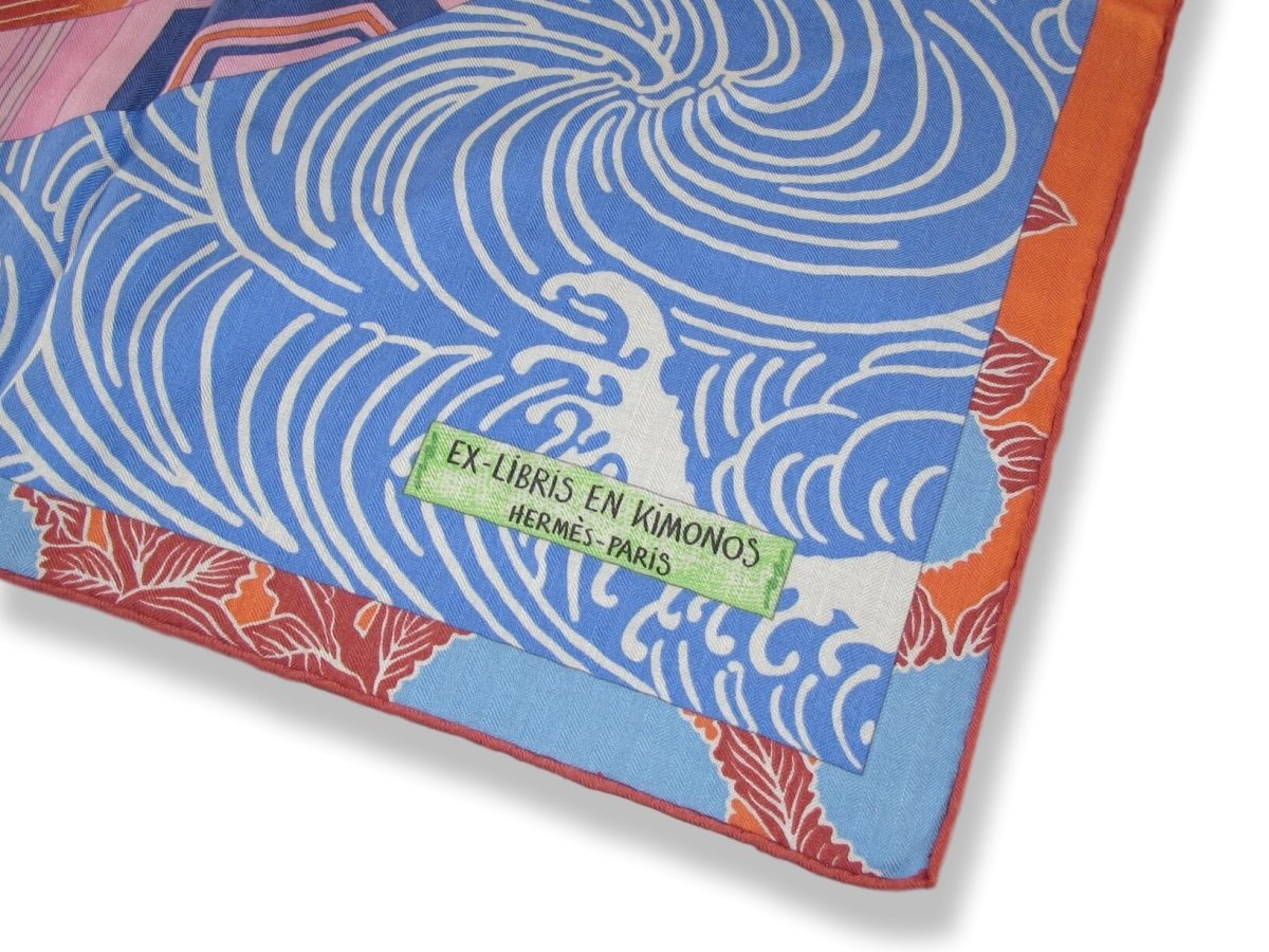 Hermes 2012 Bleu/Vert/Rouge/Rose EX-LIBRIS EN KMONOS Cashmere Shawl 140, MInt!