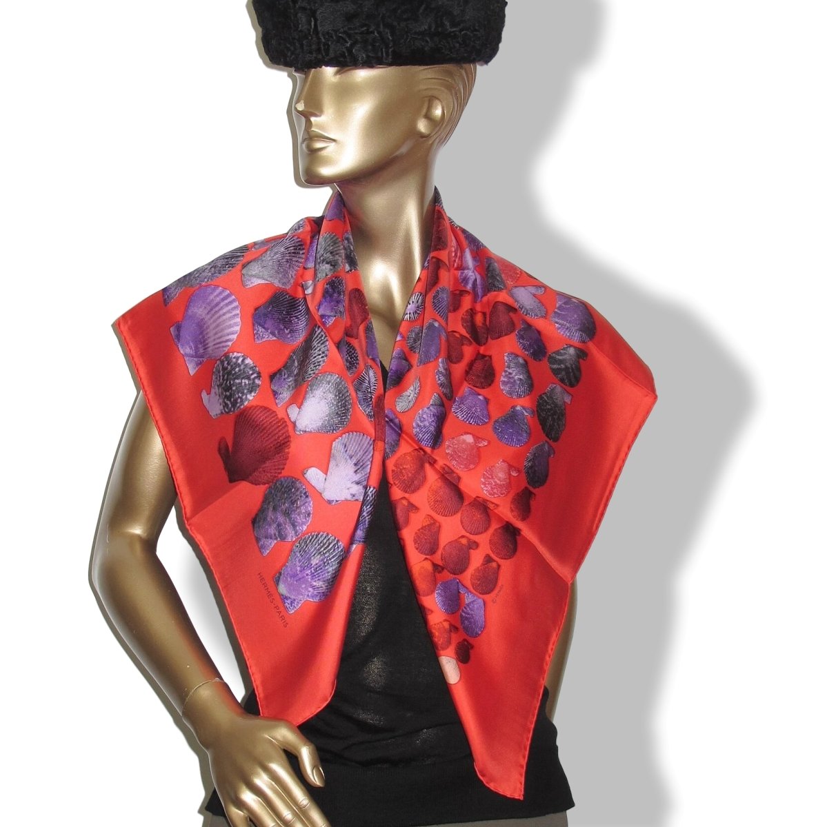 Hermes 2012 Bourguinvillier/Gris/Violet COQUILLES by Robert Delpire Twill 90, New!