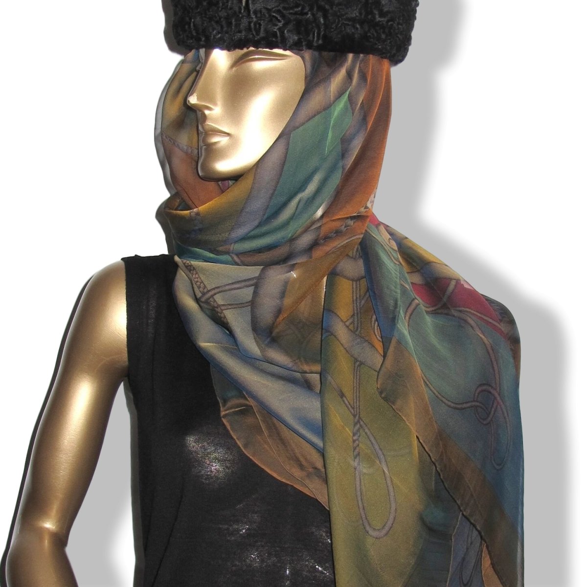 Hermes 2012 COUP DE FOUET Mousseline of Silk Changeante 140, NIB!