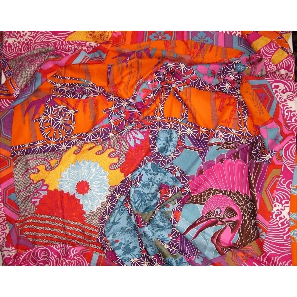 Hermes 2012 cw01 Capucine/Fuchsia Ex-Libris en Kimonos Cashmere Shawl 140 - poupishop
