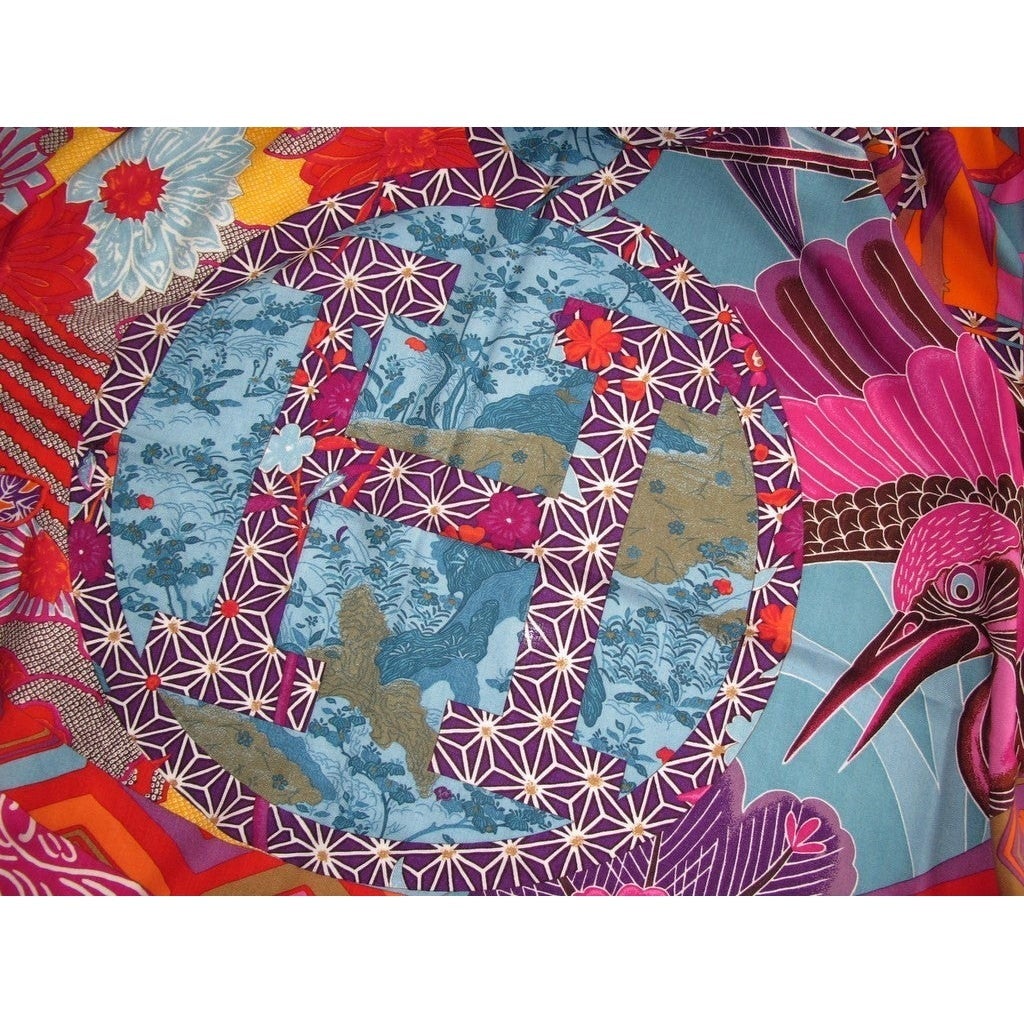 Hermes 2012 cw01 Capucine/Fuchsia Ex-Libris en Kimonos Cashmere Shawl 140 - poupishop
