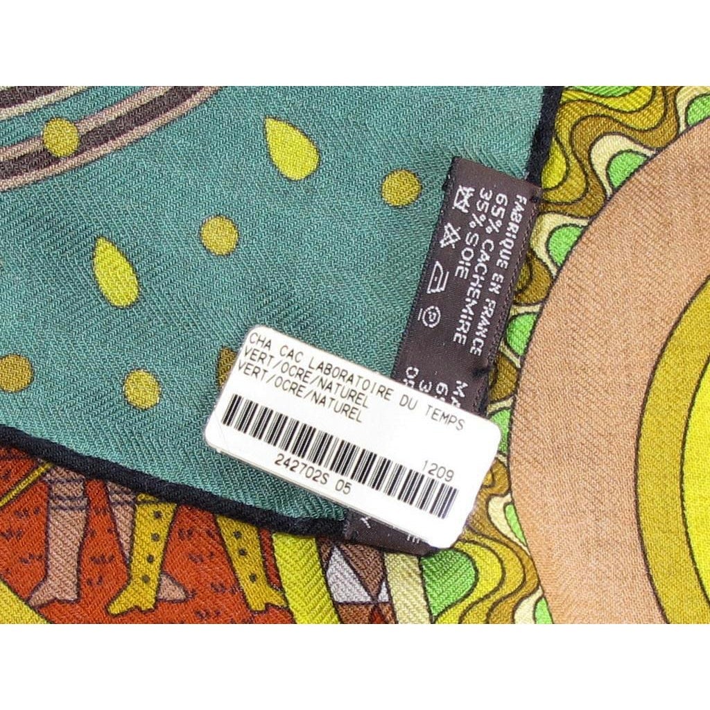 Hermes 2012 cw05 Vert/Occhre Laboratoire du Temps Cashmere 140, New! - poupishop
