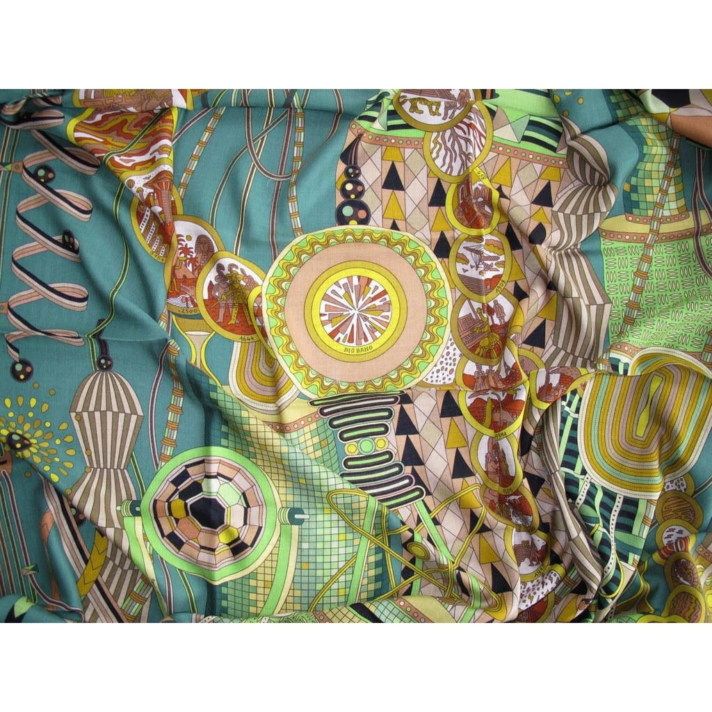 Hermes 2012 cw05 Vert/Occhre Laboratoire du Temps Cashmere 140, New! - poupishop