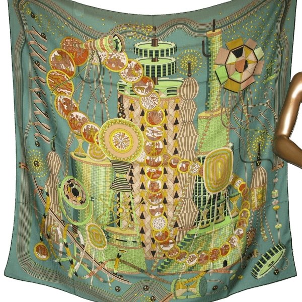 Hermes 2012 cw05 Vert/Occhre Laboratoire du Temps Cashmere 140, New! - poupishop