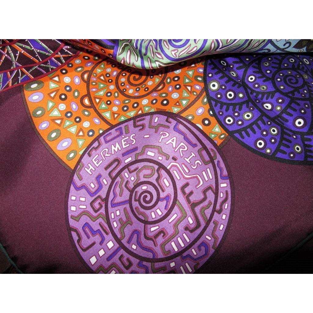 Hermes 2012 cw07 Prune/Violet/Vert Reves D'Escargots Twill 90, NWTIB! - poupishop