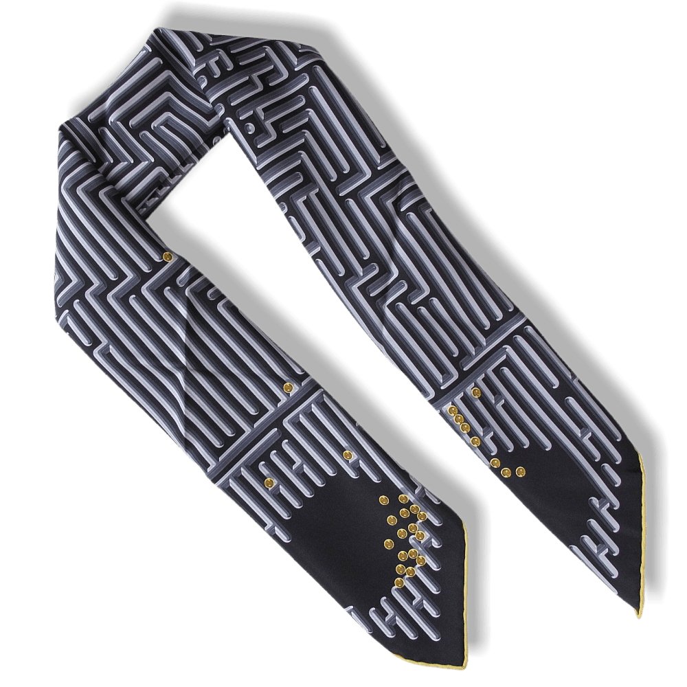 Hermes 2012 cw16 Noir Anthracite Gris Parcours d'H Twill 90