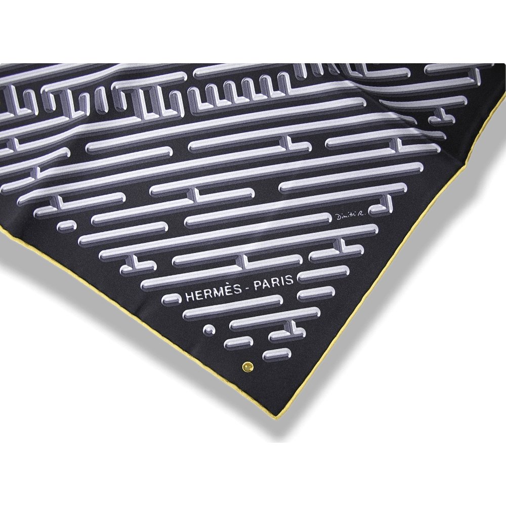 Hermes 2012 cw16 Noir Anthracite Gris Parcours d'H Twill 90