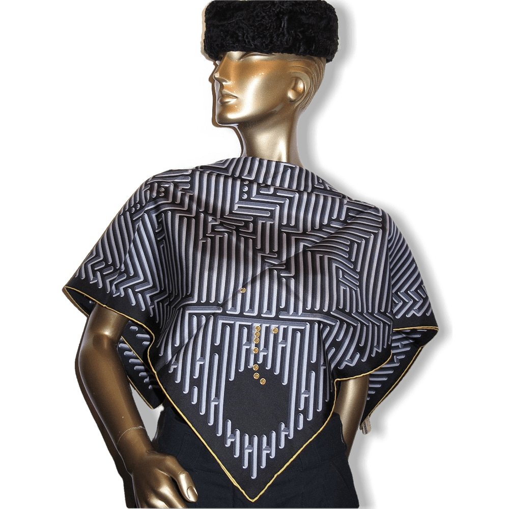 Hermes 2012 cw16 Noir Anthracite Gris Parcours d'H Twill 90