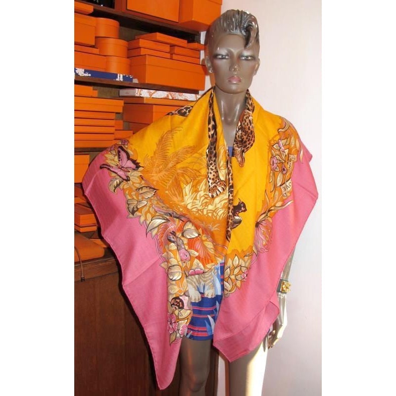 Hermes rose Orange Jungle Love Shawl