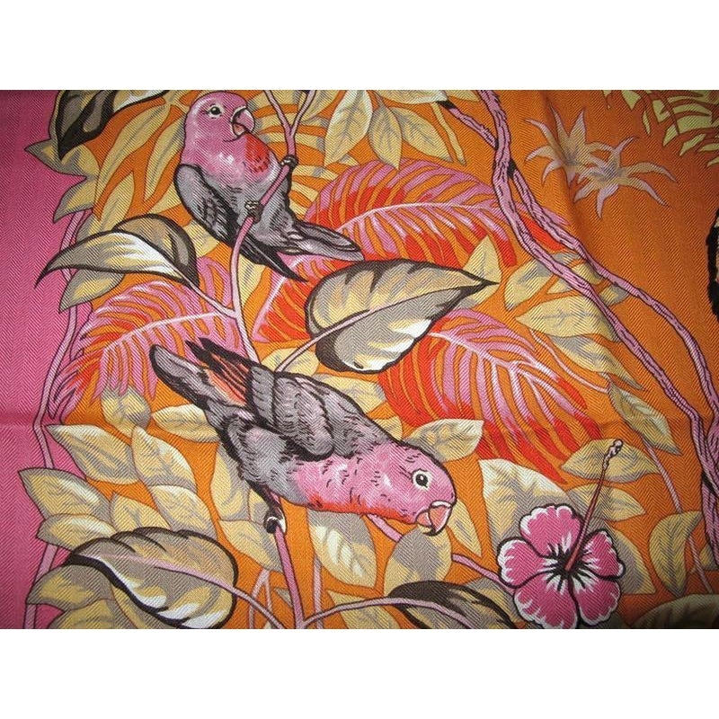 Hermes rose Orange Jungle Love Shawl