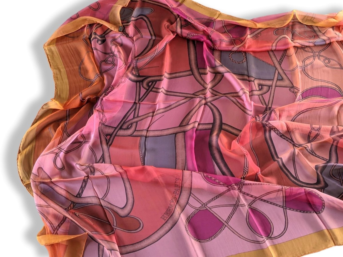 Hermes 2012 Fuchsia Jaune/Parme/Rose COUP DE FOUET Mousseline of Silk Changeante 140, NIB!