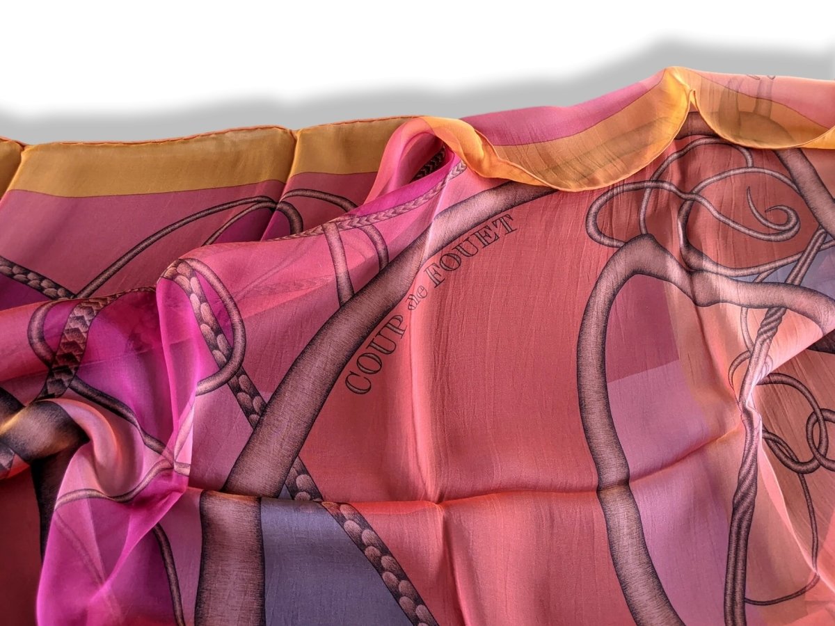 Hermes 2012 Fuchsia Jaune/Parme/Rose COUP DE FOUET Mousseline of Silk Changeante 140, NIB!