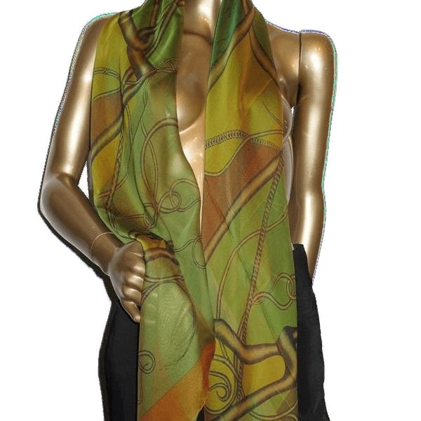 Hermes 2012 Green Changeante Coup de Fouet Mousseline 140 New!