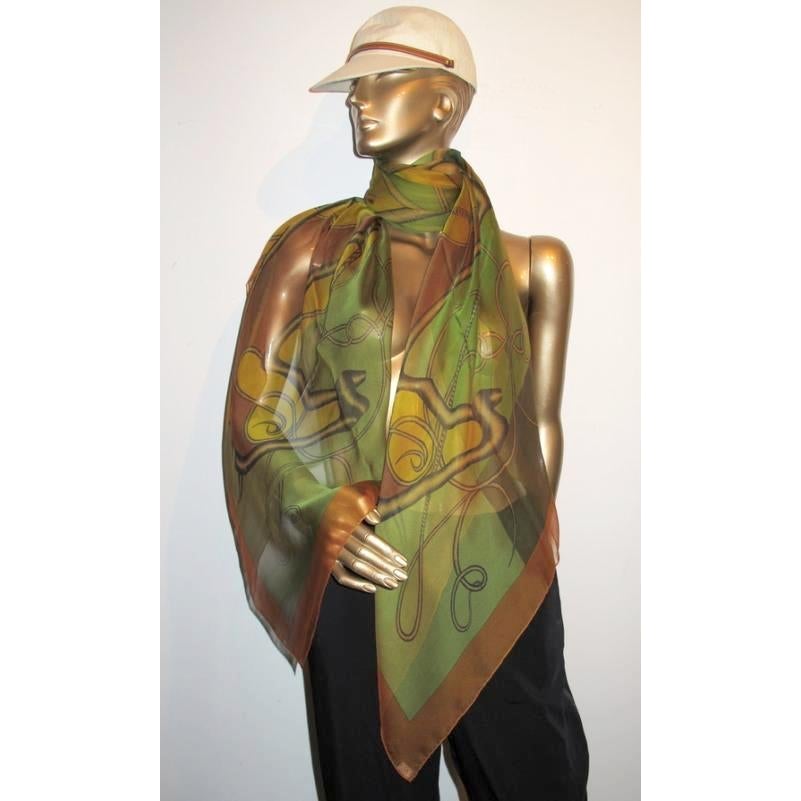 Hermes 2012 Green Changeante Coup de Fouet Mousseline 140 New!