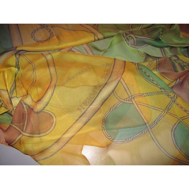 Hermes 2012 Green Coup de Fouet Silk Changeante Mousseline 140, New! - poupishop
