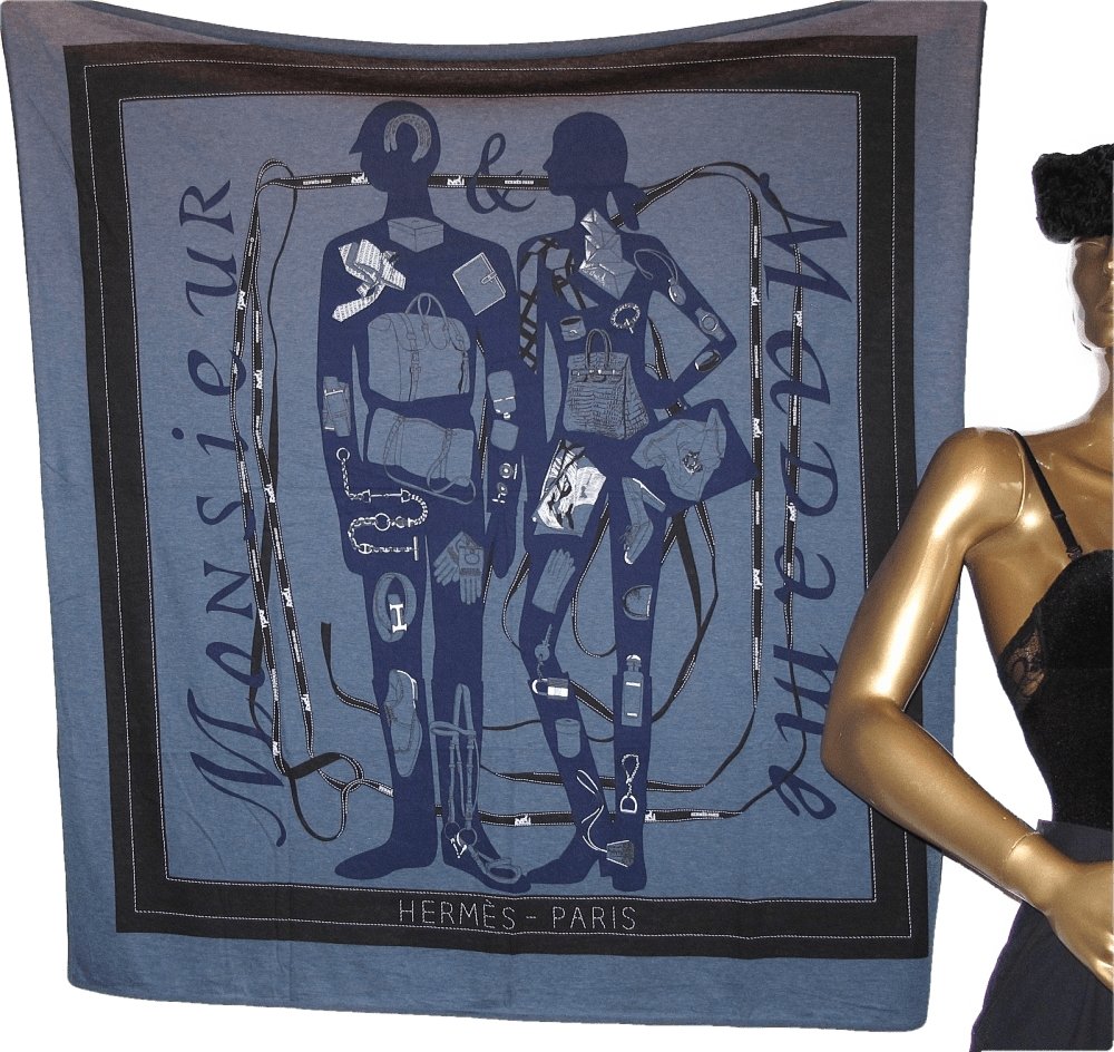 Hermes Monsieur & Madame Cotton Scarf 110