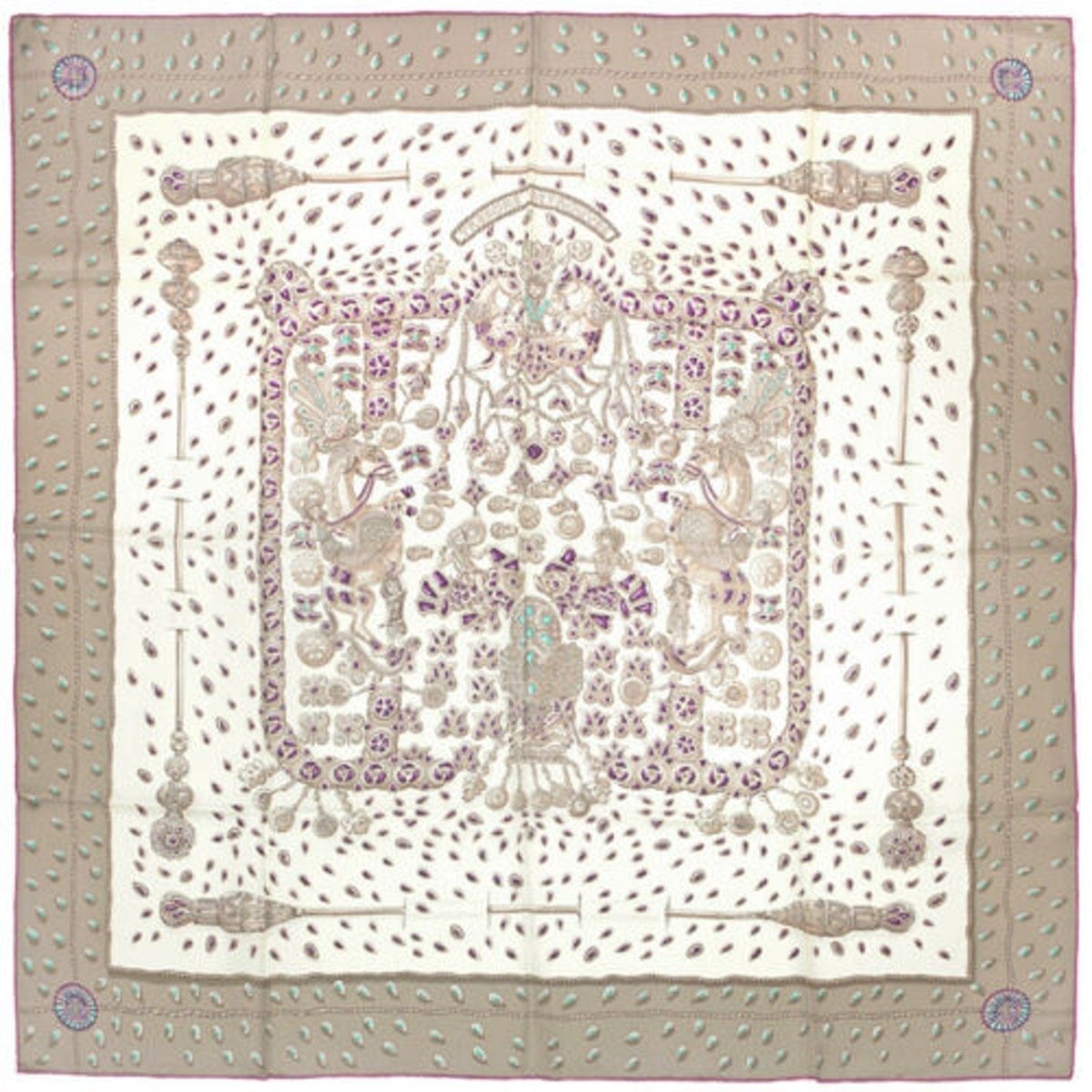 Hermes 2012 Marron Glace Vanilla Tresors Retrouves by Annie Faivre Twill 90, Box! - poupishop