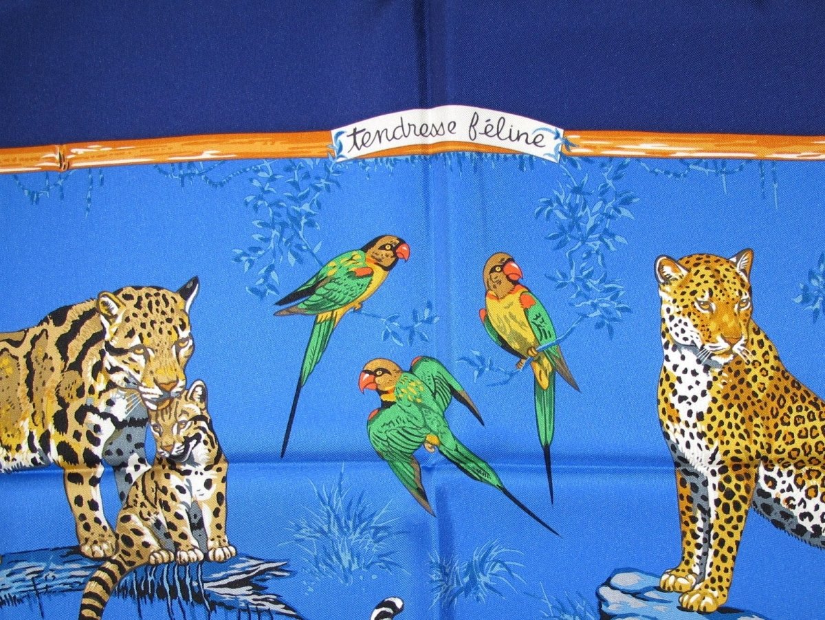 Hermes Tendresse Feline by Robert Dallet Blanc Matt Overprint Twill 90