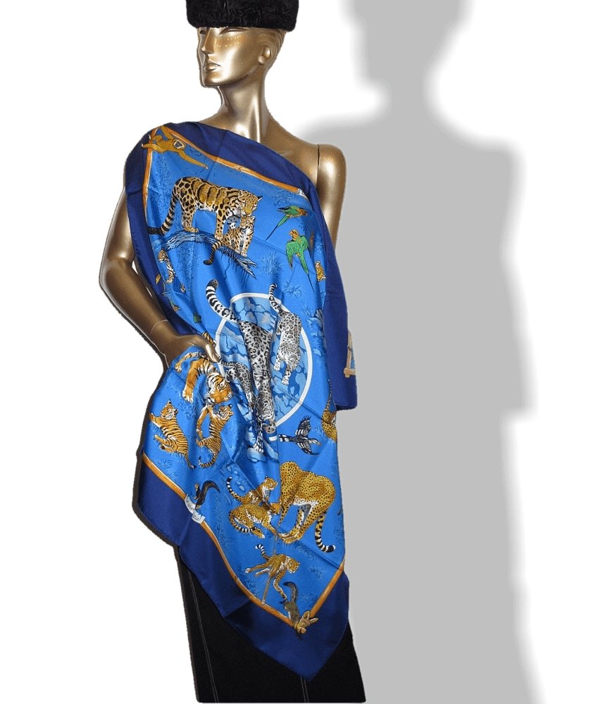 Hermes Tendresse Feline by Robert Dallet Blanc Matt Overprint Twill 90