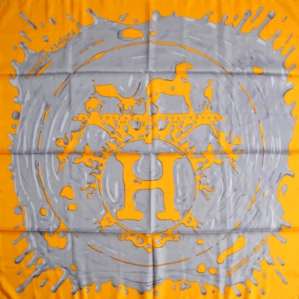 Hermes 2012 Orange Silver Peinture Fraiche Twill 90