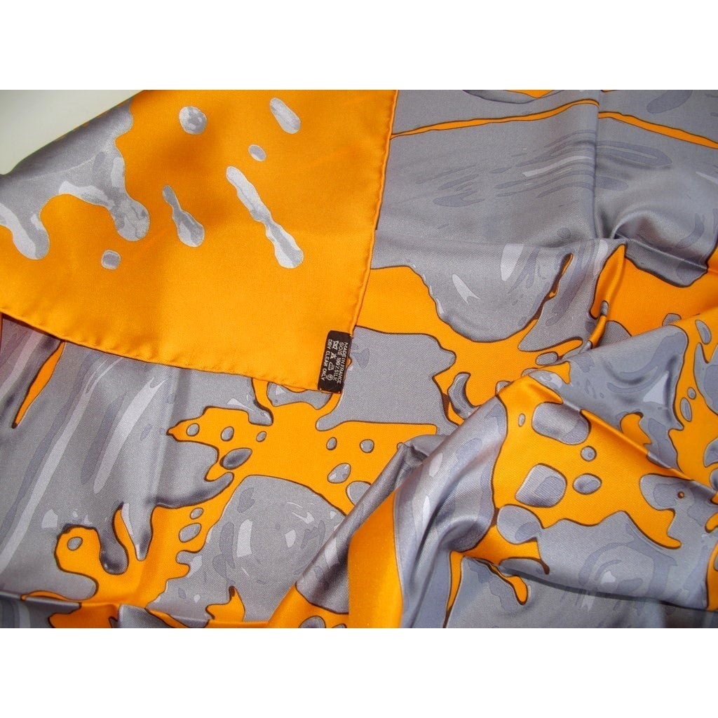 Hermes 2012 Orange Silver Peinture Fraiche Twill 90