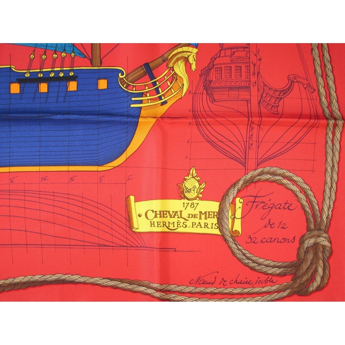 Hermes Cheval de Mer by Christian Renonciat Twill silk 90