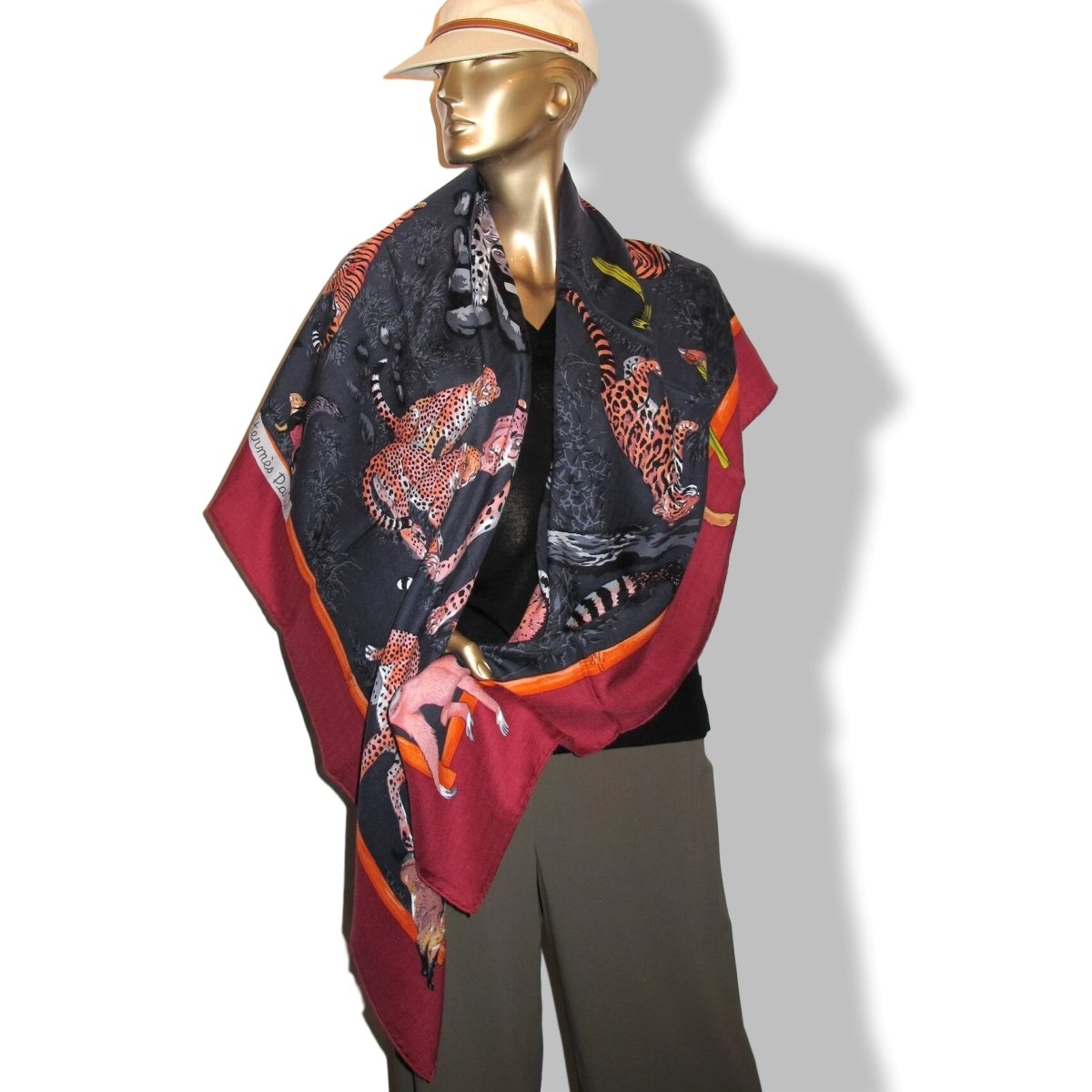 Hermes 2012 TENDRESSE FELINE by Robert Dallet Cashmere Shawl 140, New!