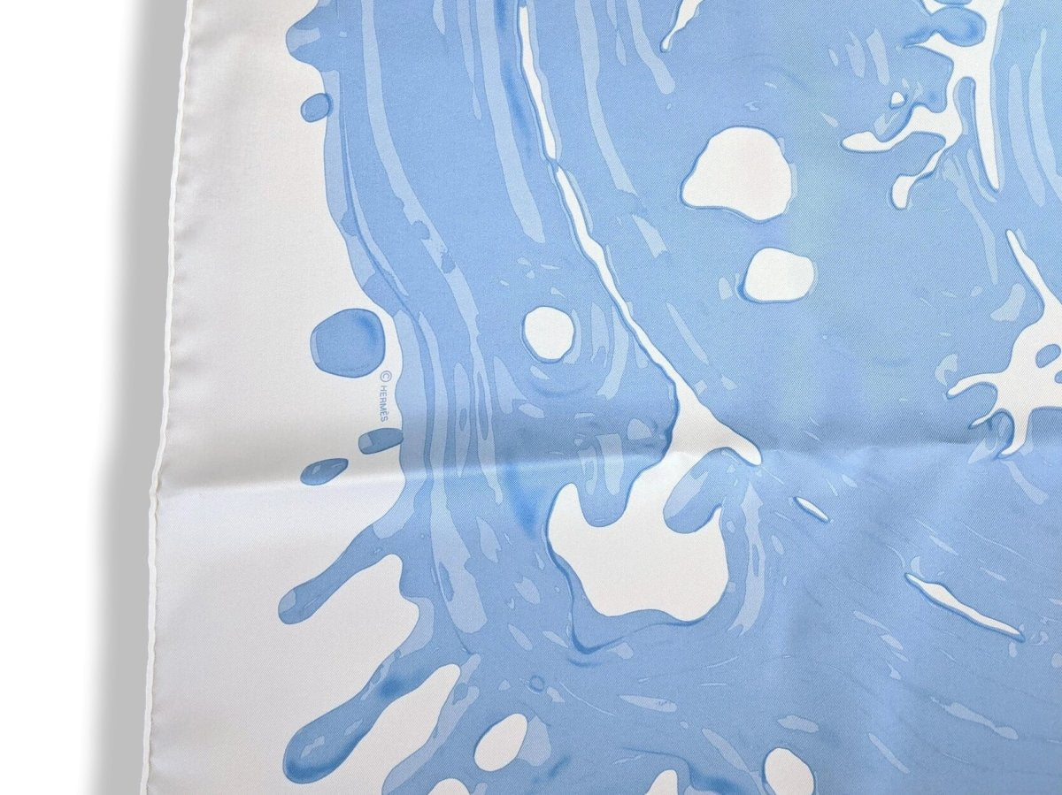 Hermes 2012 White/Blue PEINTURE FRAICHE by Dimitry Rybaltchenko Twill 90, New!