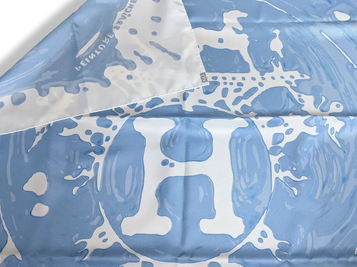 Hermes 2012 White/Blue PEINTURE FRAICHE by Dimitry Rybaltchenko Twill 90, New!