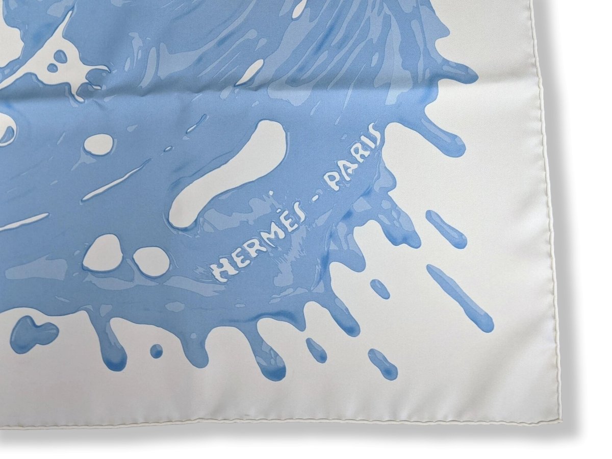 Hermes 2012 White/Blue PEINTURE FRAICHE by Dimitry Rybaltchenko Twill 90, New!