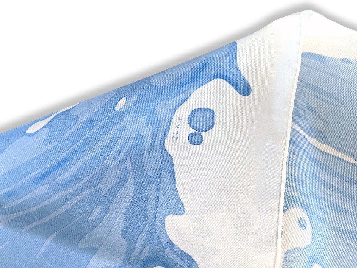 Hermes 2012 White/Blue PEINTURE FRAICHE by Dimitry Rybaltchenko Twill 90, New!