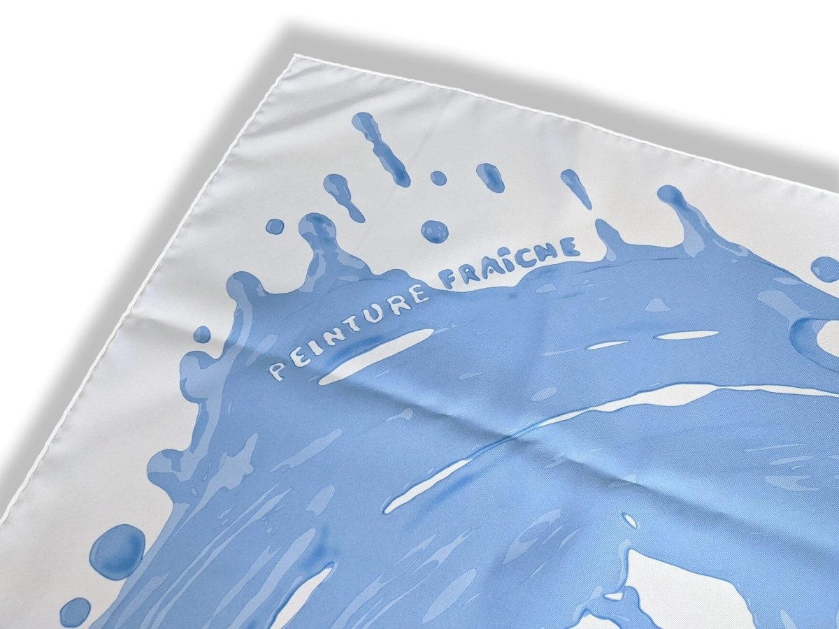 Hermes 2012 White/Blue PEINTURE FRAICHE by Dimitry Rybaltchenko Twill 90, New!