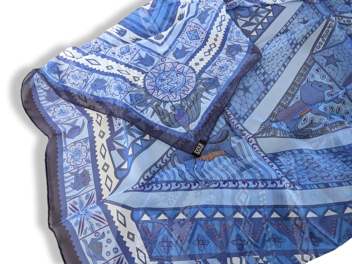 Hermes 2013 Bleu ORS BLEUS D'AFRIQUE by Zoe Pauwels Mousseline 140, New! - poupishop