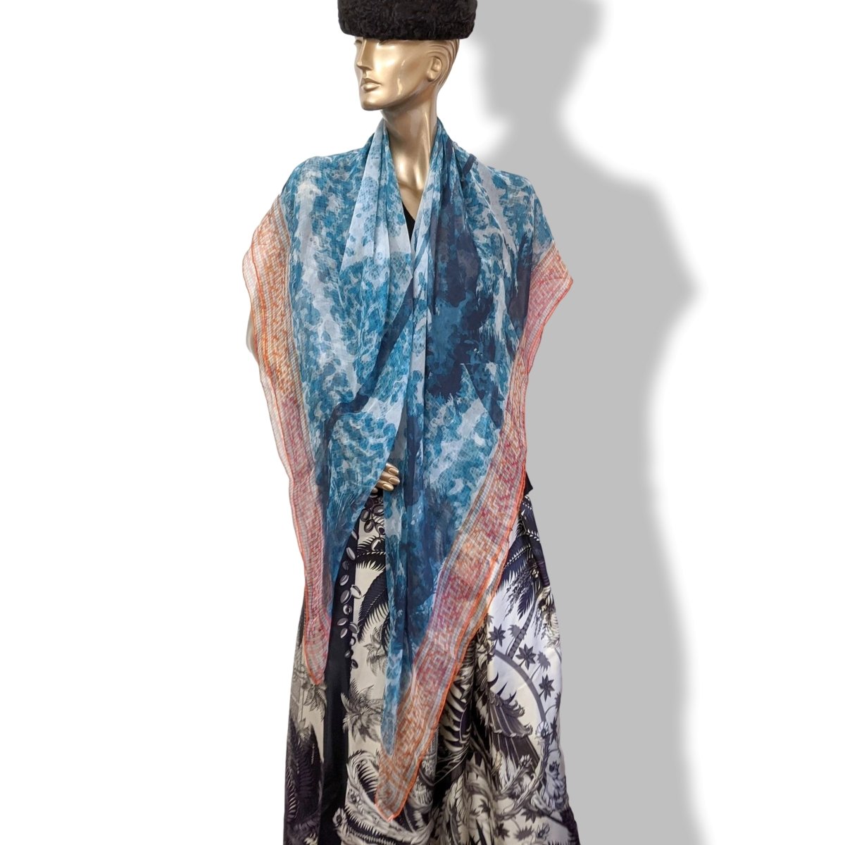 Hermes 2013 Orange/Blue BEVERLY HILLS by Benoit Pierre Emery Mousseline 140, Special Issue! - poupishop