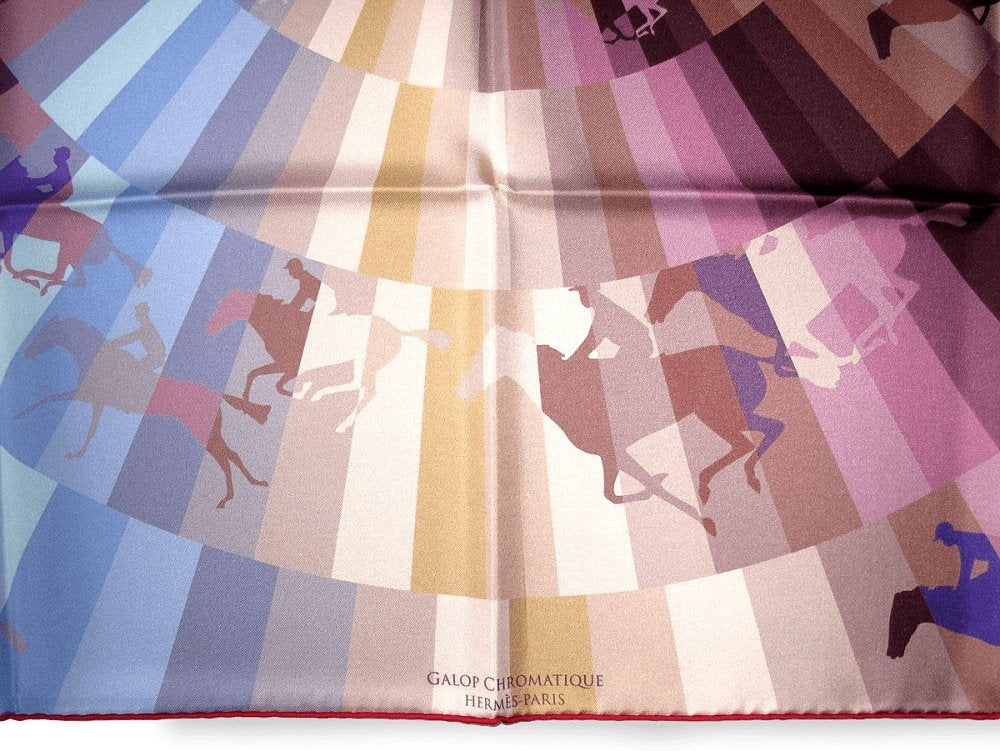 Hermes 2013 Sky Blue Beige Galop Chromatique by Benoit Pierre Emery Twill 90cm, New! - poupishop