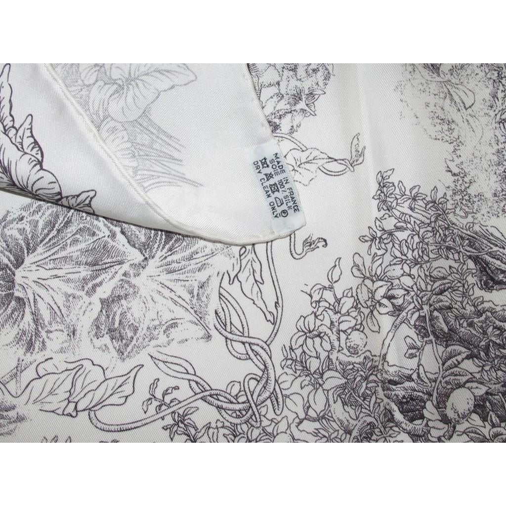Hermes 2014 Black and White Le Jardin de Leila by Françoise Houtin Twill 90cm, Mint in Box! - poupishop