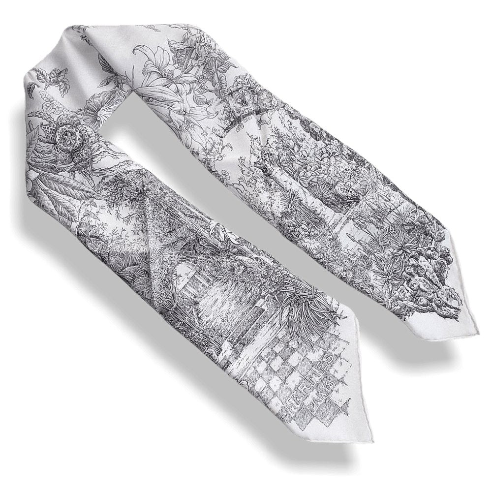Hermes 2014 Black and White Le Jardin de Leila by Françoise Houtin Twill 90cm, Mint in Box! - poupishop