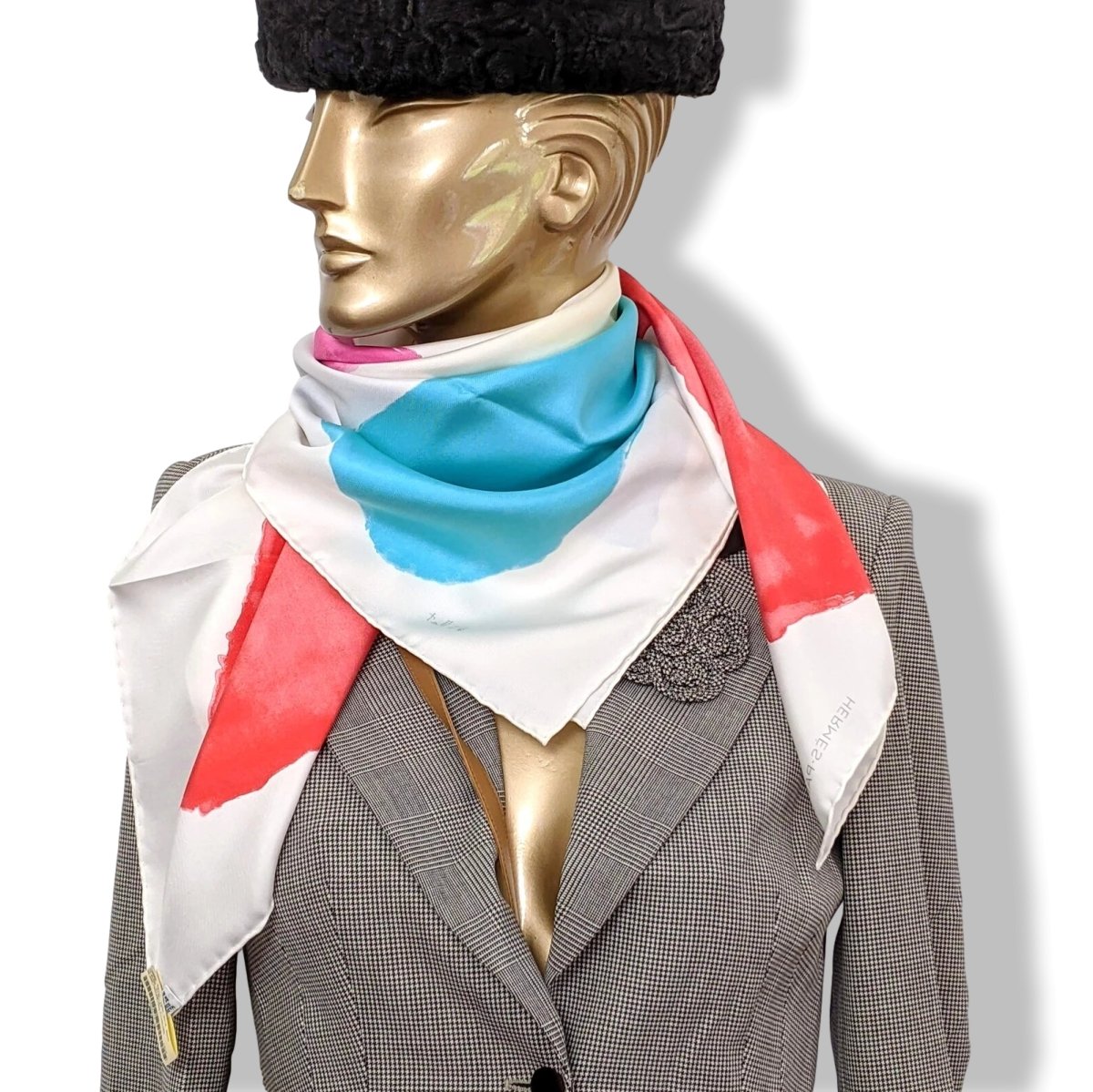 Hermes 2014 Blanc/Rouge/Mutlicolore Artist Carre by Claude Viallat Twill 90cm Scarf, NWT! - poupishop