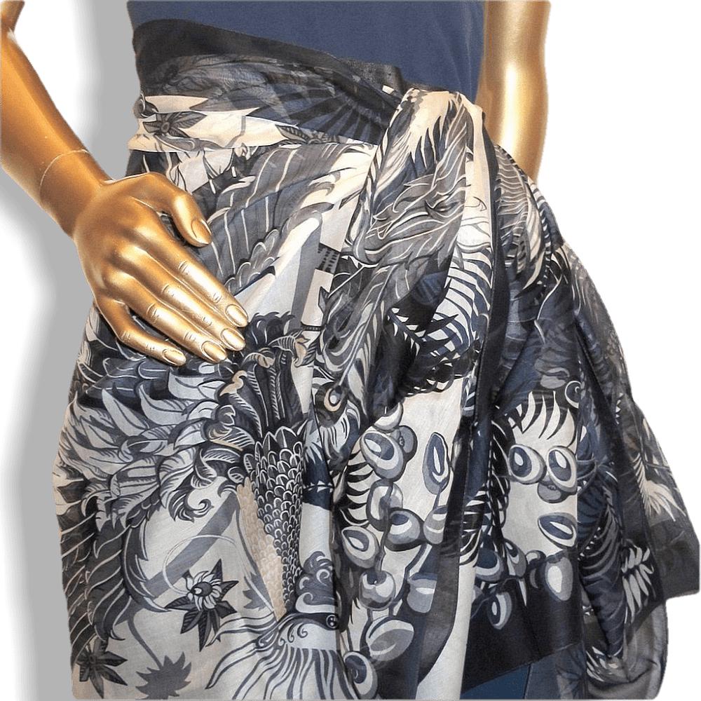 Hermes 2014 Bleu Nuit Mythique Phoenix Cotton Pareo Rare, NWT! - poupishop